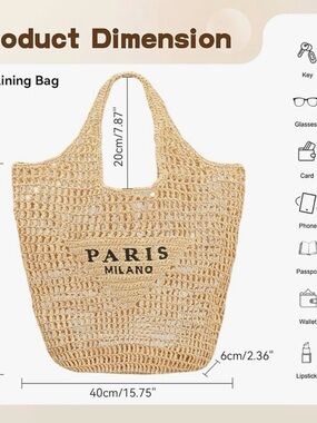 Paris Milano Beige Woven Tote Bag